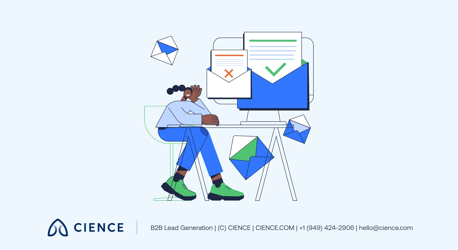 B2B email inbox showing subject lines with varying open rates and personalization examples